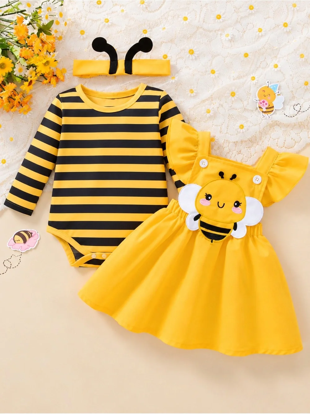 SHEIN Toddler Girls Bee Costume Dress Set 18-24M NWT